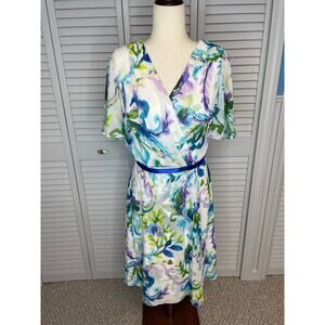 Lauren Ralph Lauren white floral sheer sleeves sun dress women's size 12